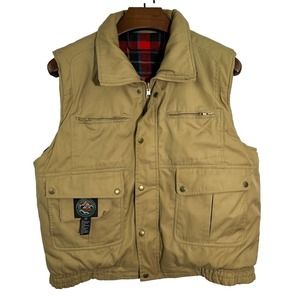 Vintage‎ Mountain Crest Reversible Vest Brown Plaid Hunting Shooting Large